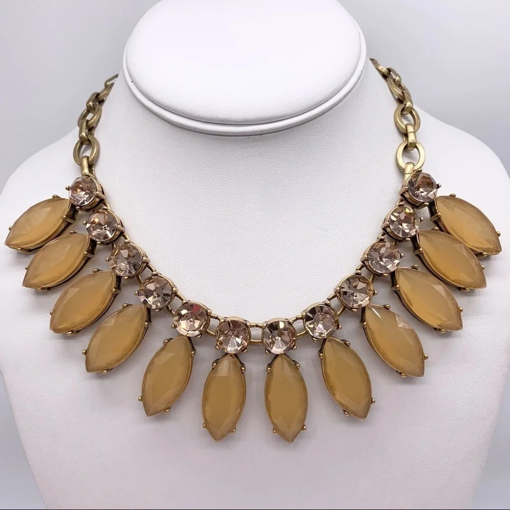 J. Crew Caramel Teardrop & Crystal Necklace - Picture 2 of 3